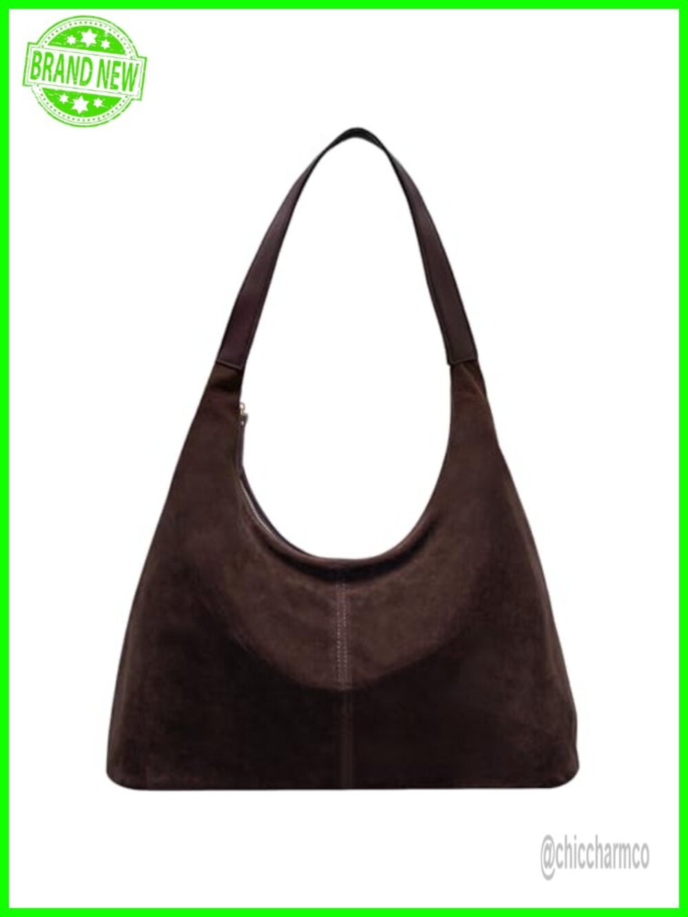 Suede Leather Hobo Shoulder Bag Slouchy Tote Handbag
